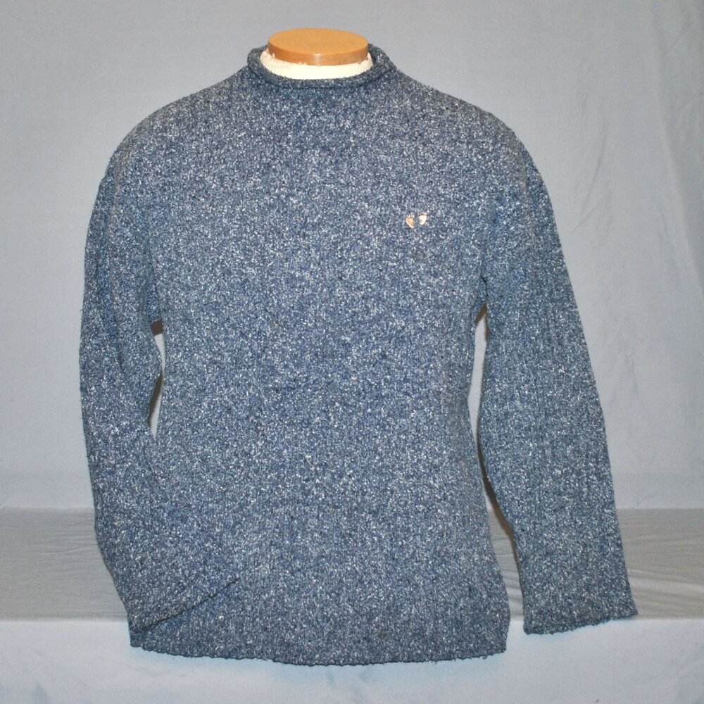 Vintage Ocean Pacific Sweater Size XL Blue & White Knit Roll Neck Pullover
